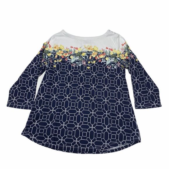 Charter Club Geometric Floral 3/4 Sleeve Top 0x - Picture 7 of 12